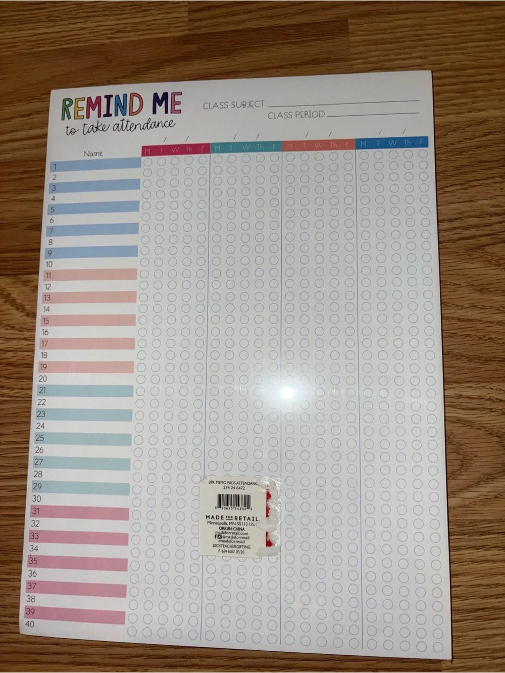 Teacher Checklist Memo Pads Multi-Color
